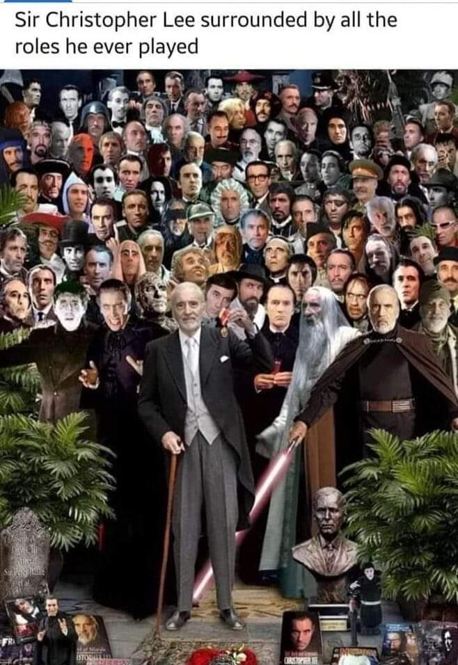 Sir Christopher Lee surrounded by all the