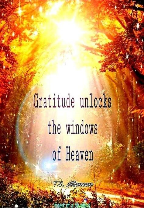 Gratitude unlocks the windows of Heaven