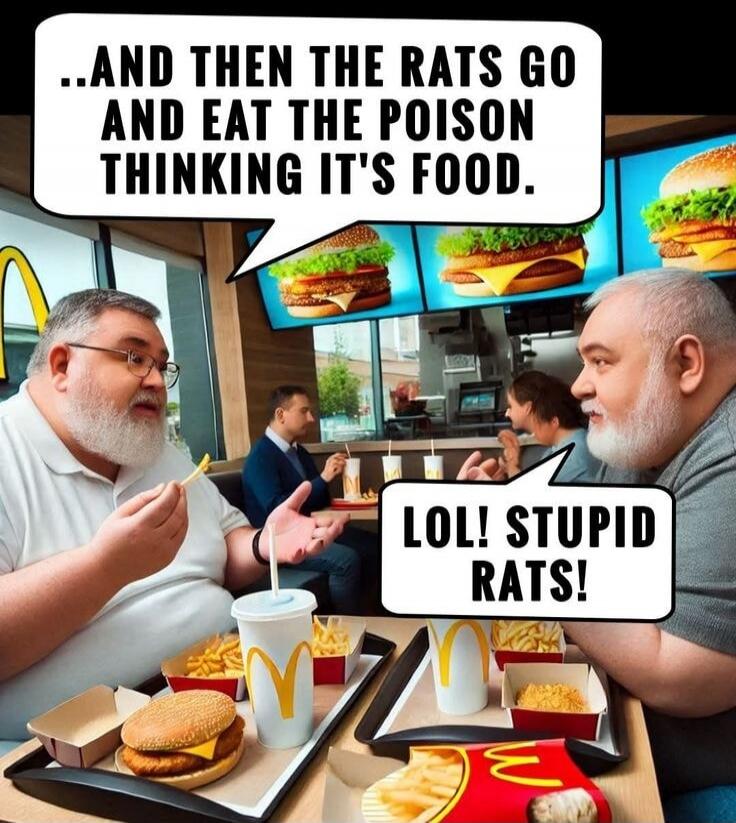 ...AND THEN THE RATS GO AND EAT THE POISON THINKING IT'S FOOD. LOL! STUPID RATS!