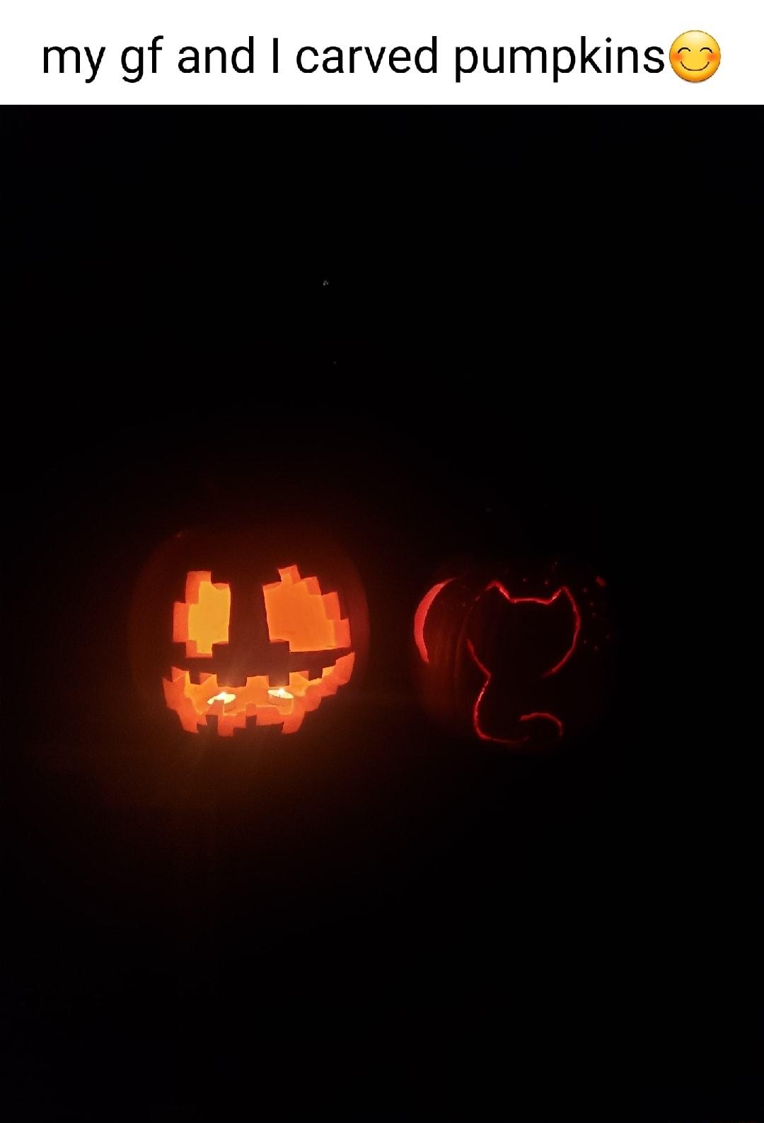 my gf and carved pumpkins