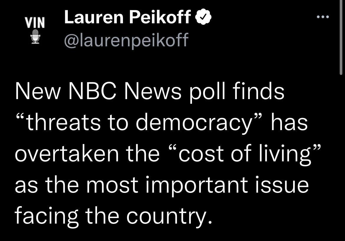 vin Lauren Peikoff laurenpeikoff NN OR NN ool RiTaTe S RGICETER o Ne T TeloleTo VAl A overtaken the cost of living as the most important issue facing the country