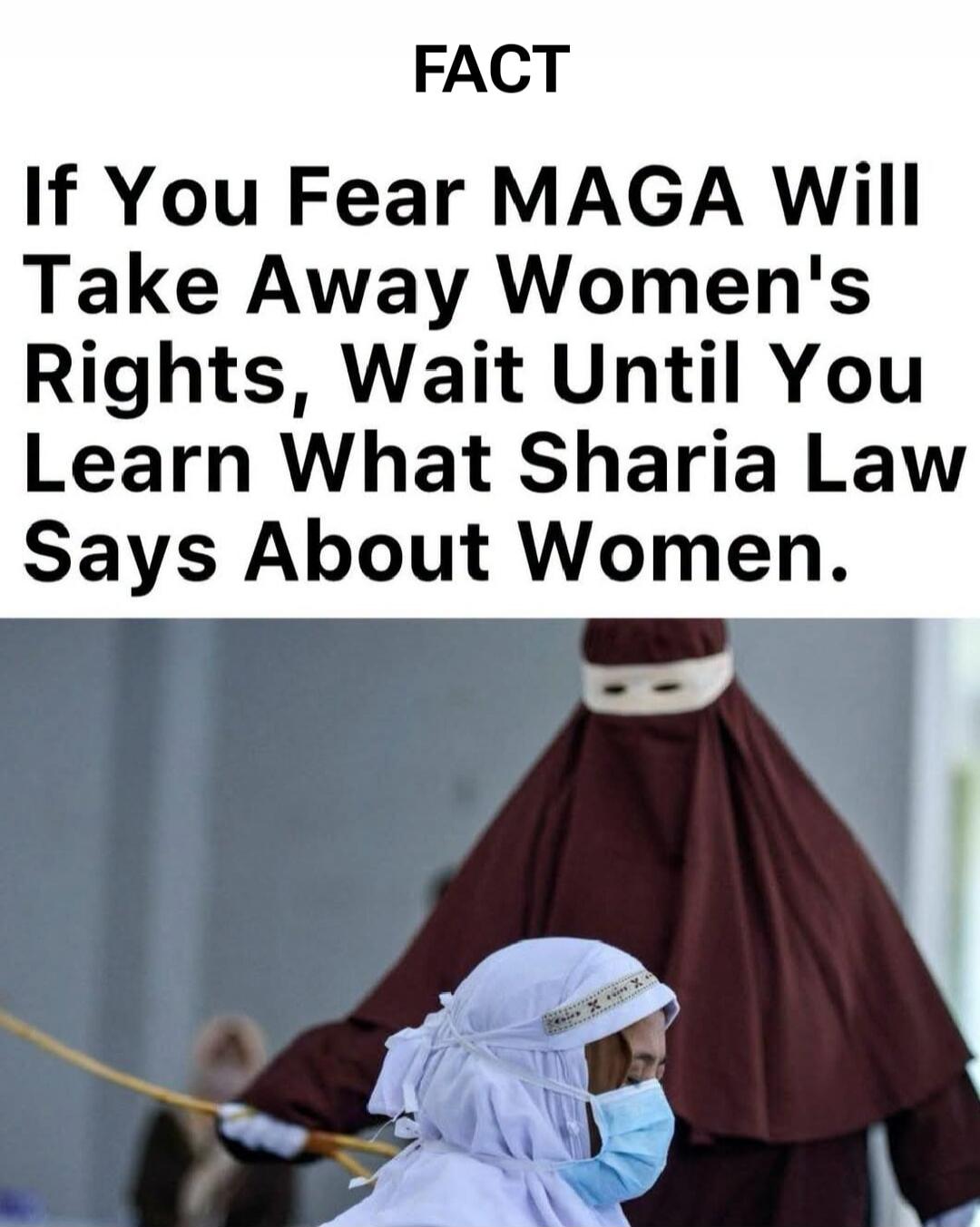 FACT If You Fear MAGA Will Take Away Women's Rights, Wait Until You Learn What Sharia Law Says About Women.