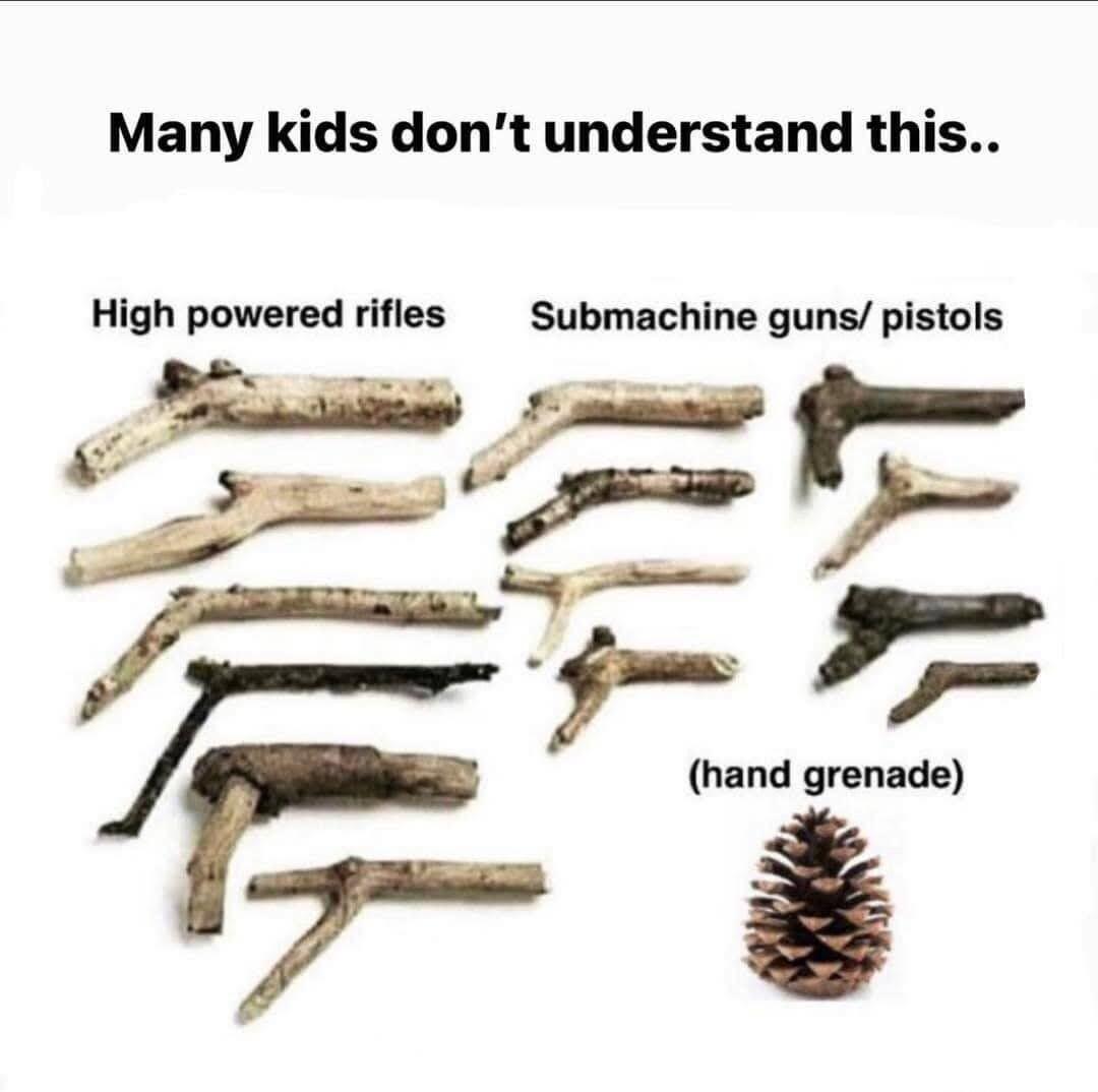 Many kids dont understand this High powered rifles Submachine guns pistols