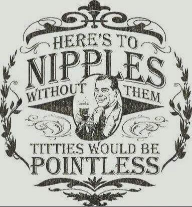 HERE'S TO NIPPLES WITHOUT THEM TITTIES WOULD BE POINTLESS