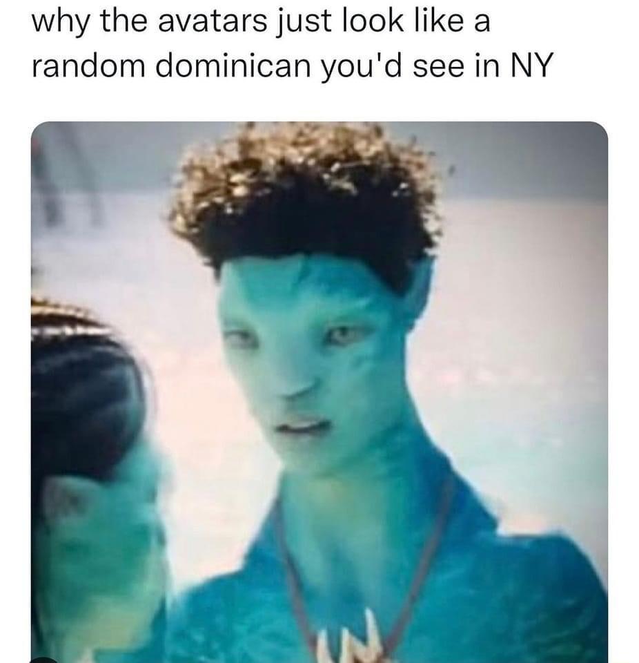 why the avatars just look like a random dominican youd see in NY