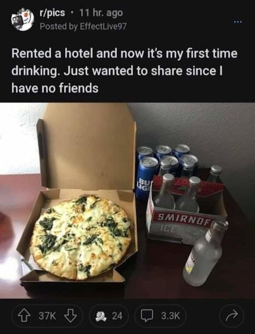 3 rpics 11 hr ago Posted by EffectLive Rented a hotel and now its my first time drinking Just wanted to share since LEVERGRGEL G