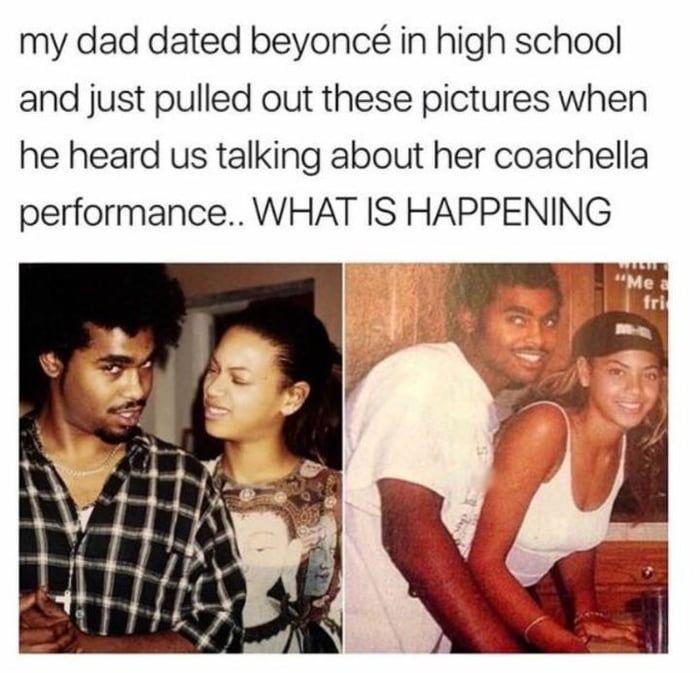 my dad dated beyonc in high school and just pulled out these pictures when he heard us talking about her coachella performance WHAT IS HAPPENING