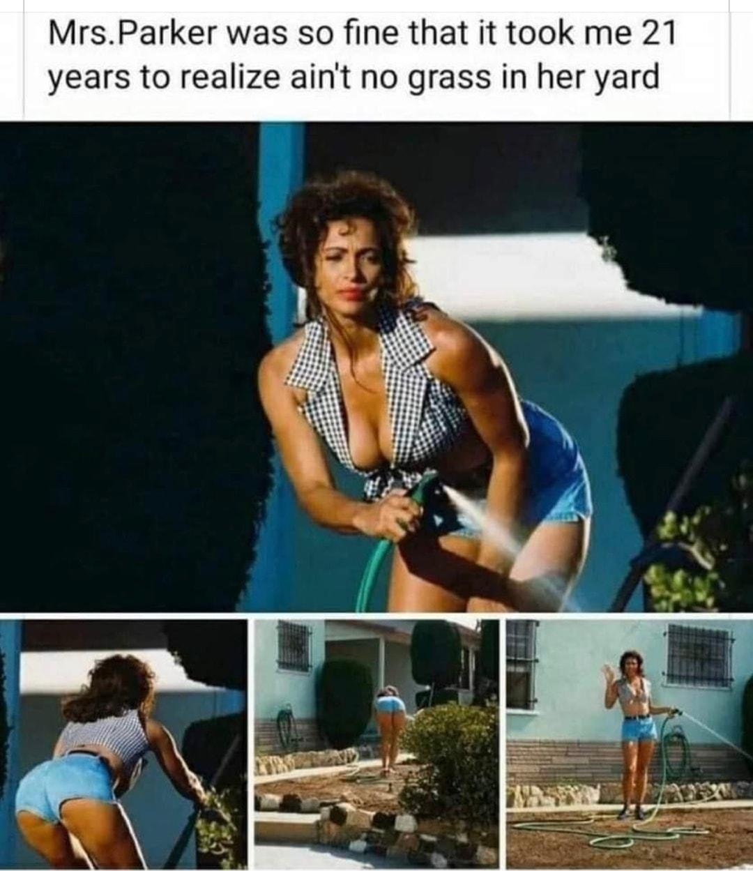 MrsParker was so fine that it took me 21 years to realize aint no grass in her yard