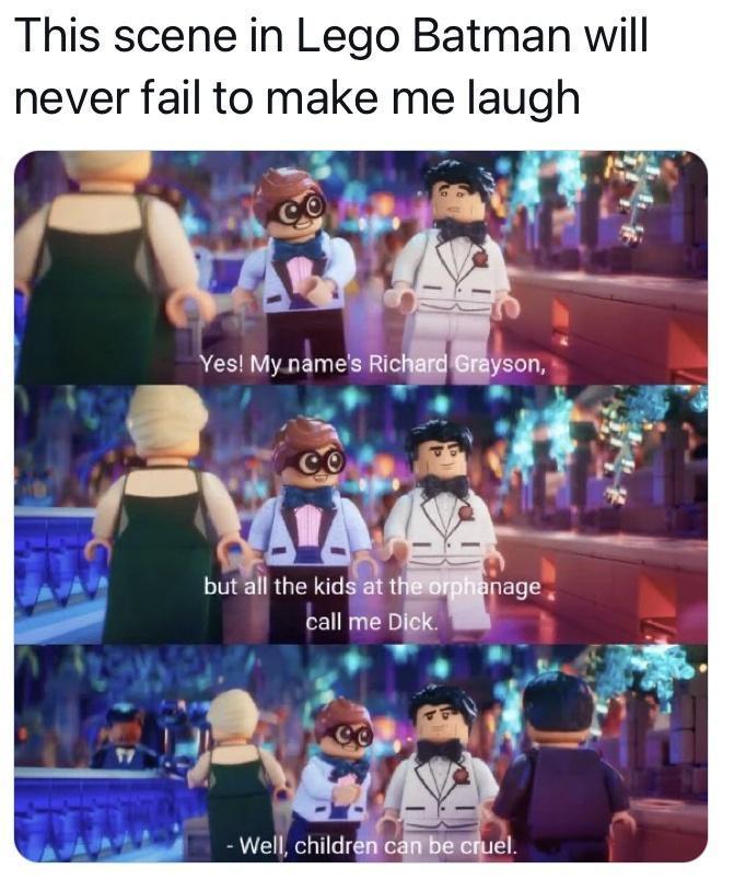 This scene in Lego Batman will never fail to make me laugh 4 LE YesMyname m yso v butall the kid e tall e DI J W