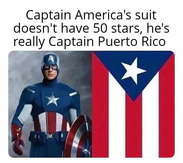 Captain America's suit doesn't have 50 stars, he's really Captain Puerto Rico