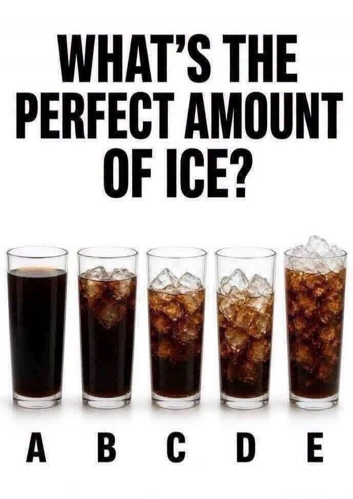 WHAT'S THE PERFECT AMOUNT OF ICE? A B C D E