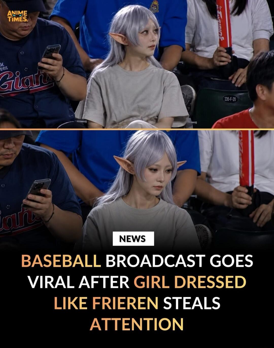ANIME TIMES. NEWS BASEBALL BROADCAST GOES VIRAL AFTER GIRL DRESSED LIKE FRIEREN STEALS ATTENTION