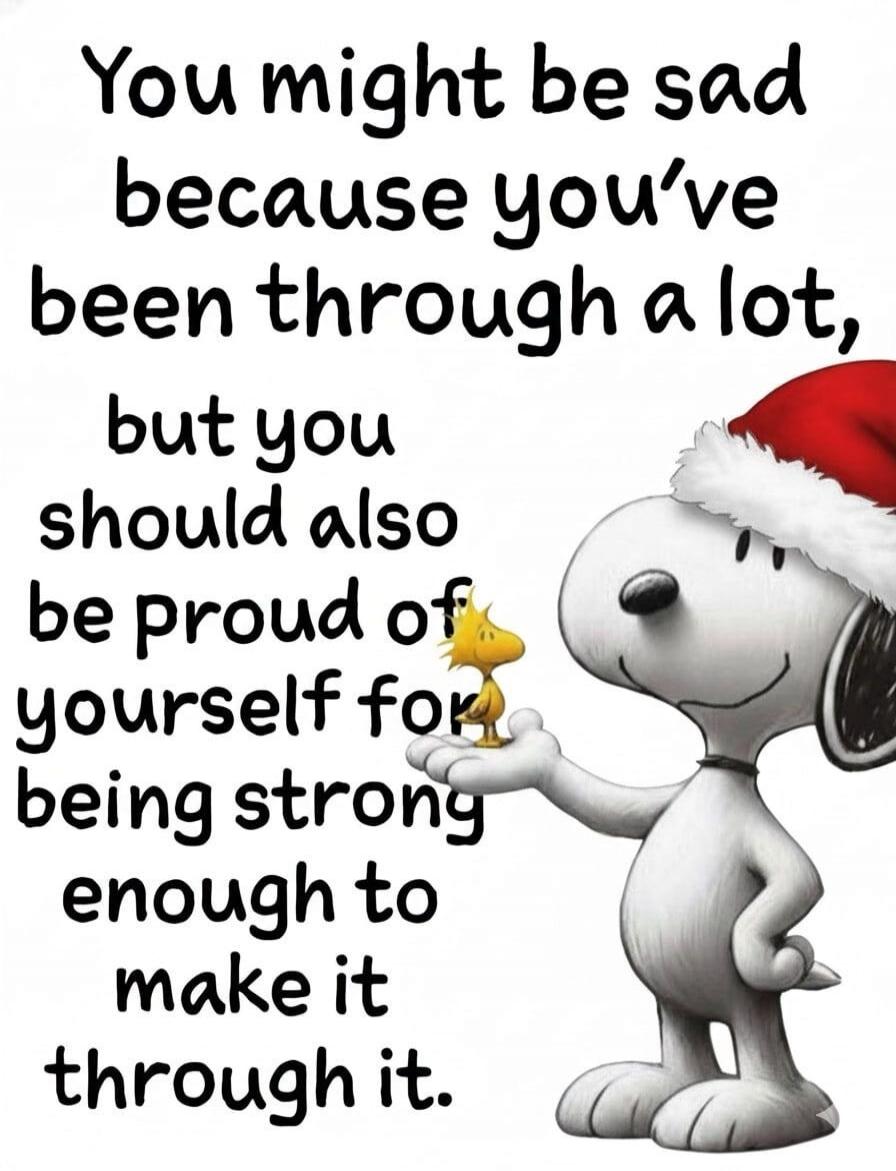 You might be sad because you've been through a lot, but you should also be proud of yourself for being strong enough to make it through it.