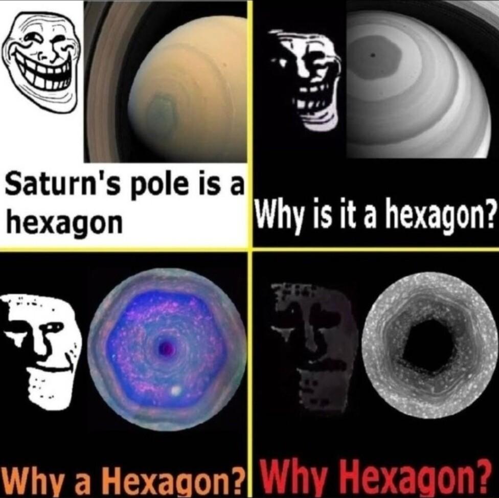Saturns pole is a hexagon