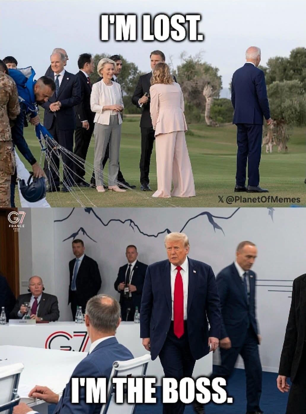 I'M LOST. I'M THE BOSS. G7 FRANCE 2019. X @PlanetOfMemes