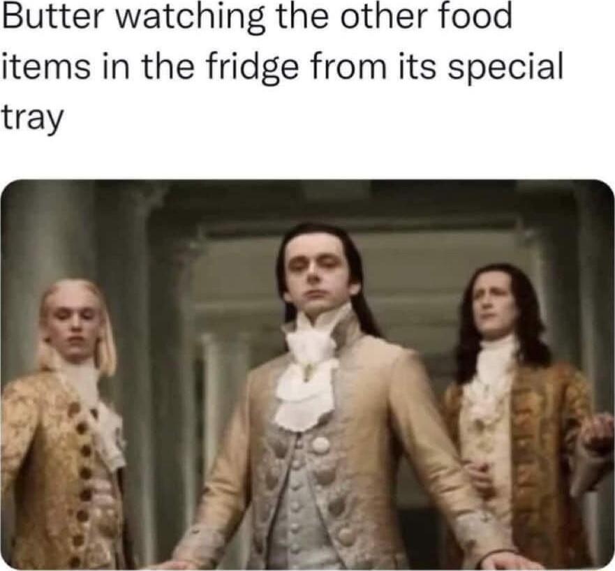 Butter watching the other items in the fridge from its special tray