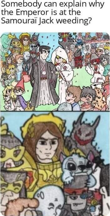 Somebody can explain why the Emperor is at the Samourai Jack weeding