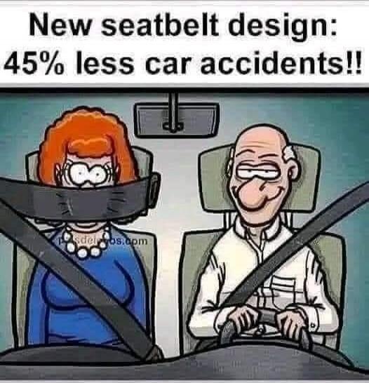 New seatbelt design: 45% less car accidents!!