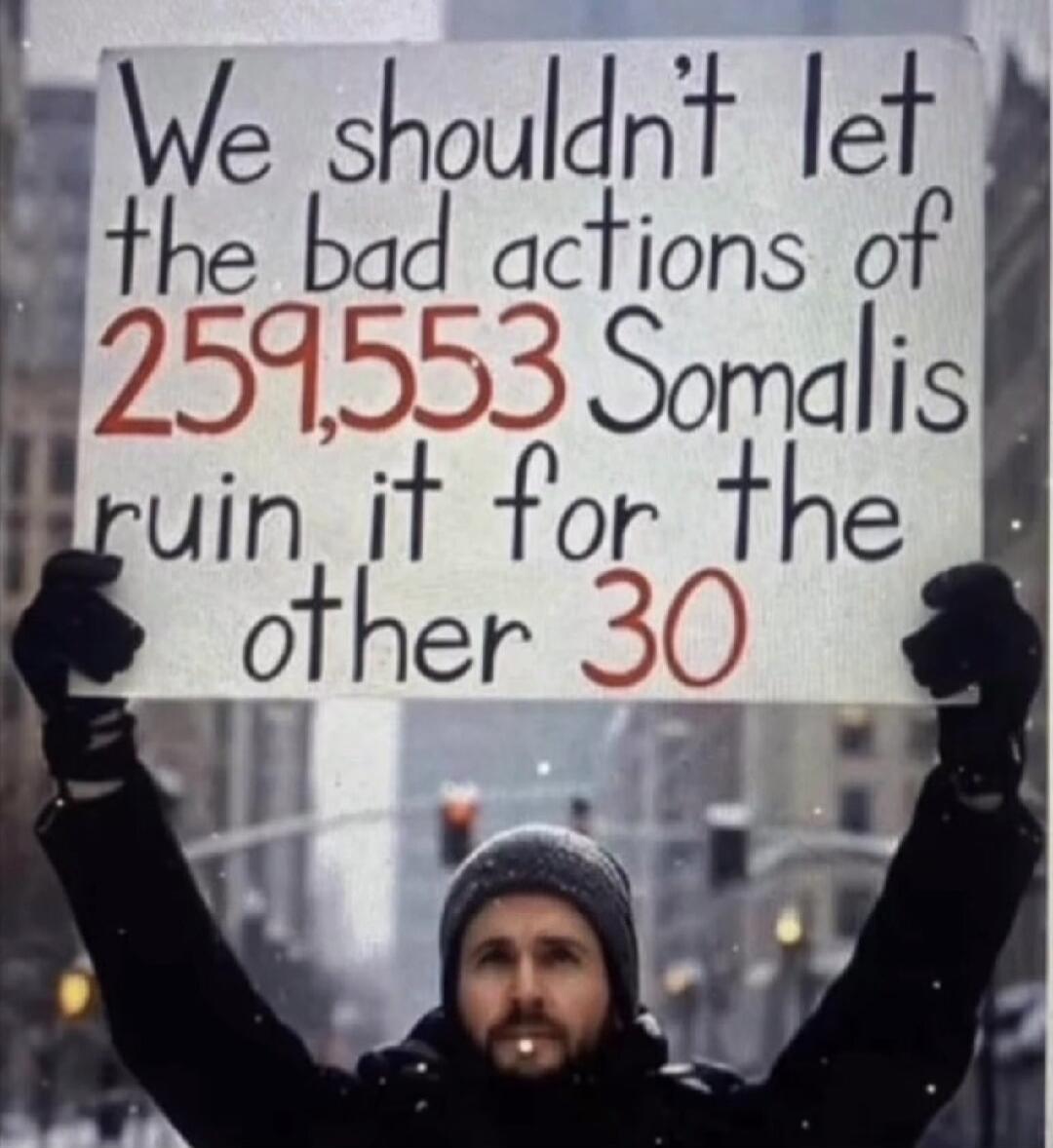 We shouldn't let the bad actions of 259,553 Somalis ruin it for the other 30