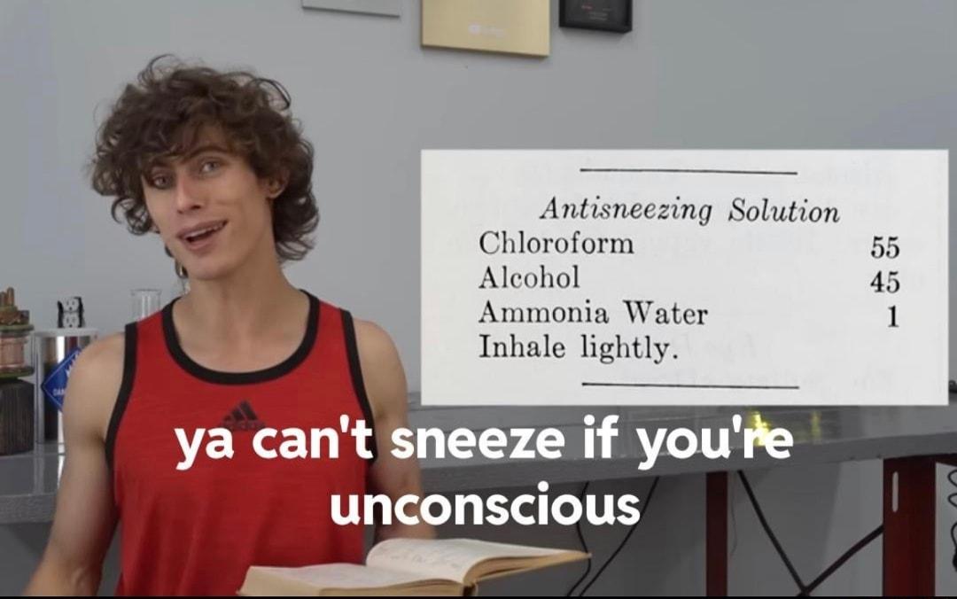 Antisneezing Solution Chloroform 55 Alcohol 45 Ammonia Water 1 Tnhale lightly
