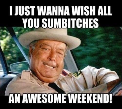 I JUST WANNA WISH ALL YOU SUMBITCHES AN AWESOME WEEKEND!
