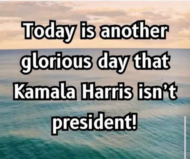 Today is another glorious day that Kamala Harris isn't president!