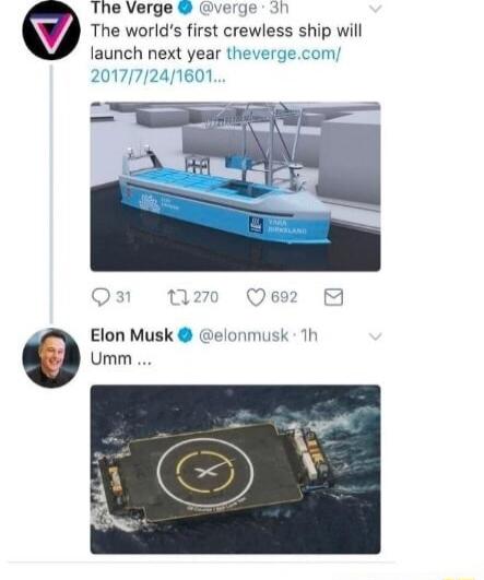 The Verge verge 3h The worlds first crewless ship will launch next year thevergecom 1772411601 Elon Musk elonmusk 1F