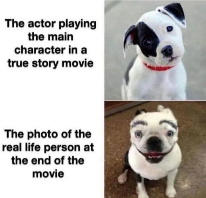 The actor playing the main character in a true story movie Q2 The photo of the real life person at the end of the movie