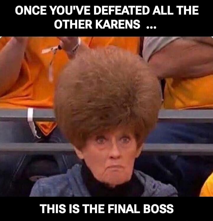 ONCE YOU'VE DEFEATED ALL THE OTHER KARENS ... THIS IS THE FINAL BOSS
