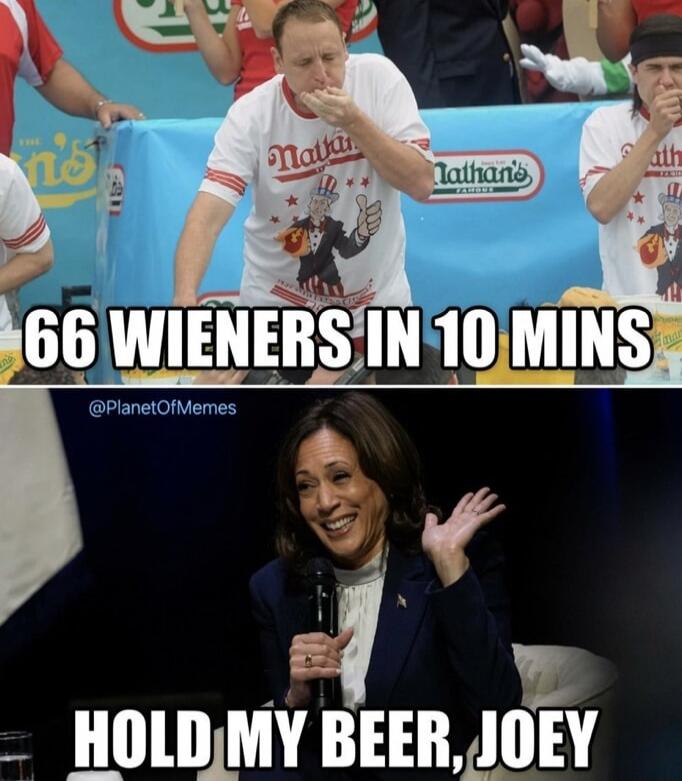 66 WIENERS IN 10 MINS. HOLD MY BEER, JOEY.
