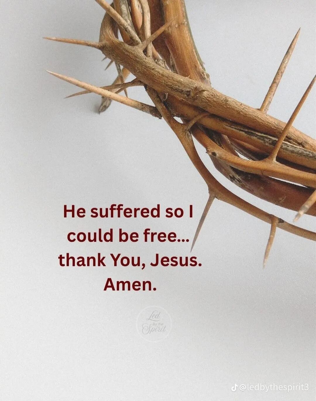 He suffered so I could be free... thank You, Jesus. Amen. Led by the Spirit