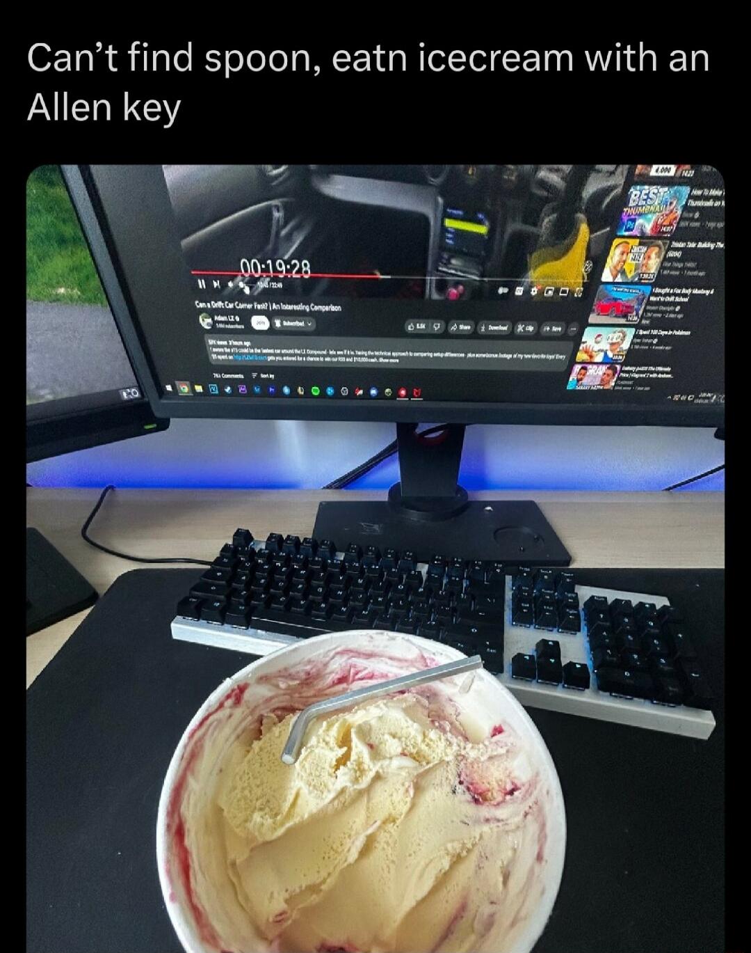 Cant find spoon eatn icecream with an Allen key