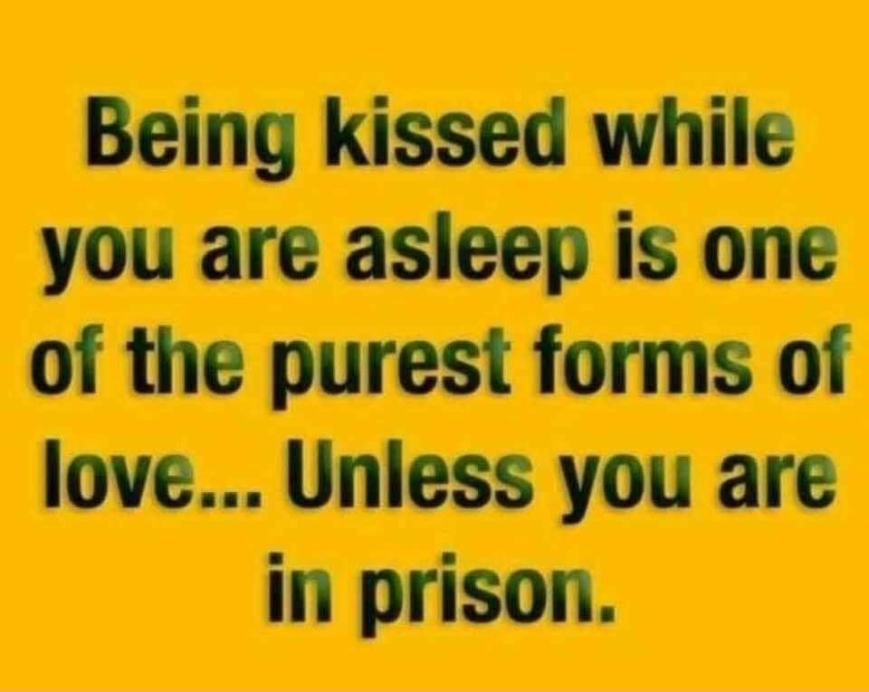 Being kissed while you are asleep is one of the purest forms of love Unless you are