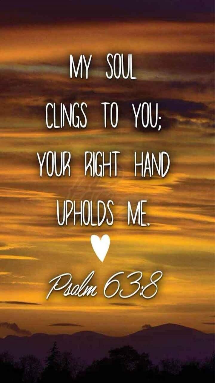 MY SOUL CLINGS TO YOU; YOUR RIGHT HAND UPHOLDS ME. Psalm 63:8