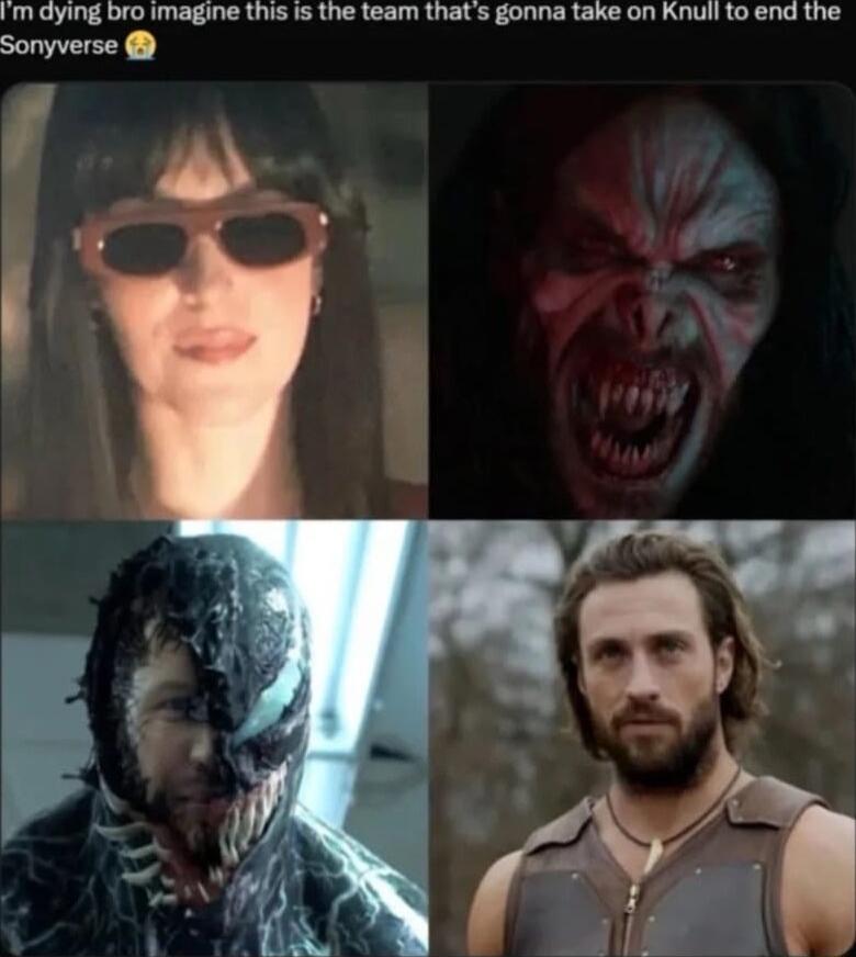 m dying bro imagine this is the team that s gonna take on Knull to end the Sonyverse