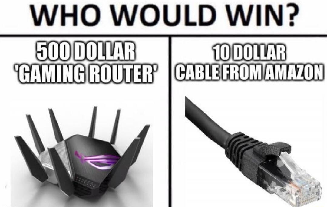 WHO WOULD WIN? 500 DOLLAR 'GAMING ROUTER' 10 DOLLAR CABLE FROM AMAZON