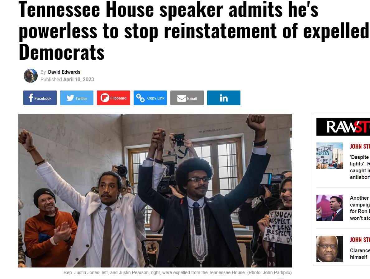 Tennessee House speaker admits hes powerless to stop reinstatement of expelled Democrats P Em