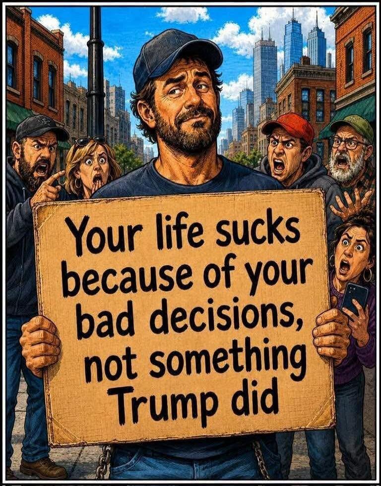Your life sucks because of your bad decisions, not something Trump did