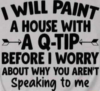 I WILL PAINT A HOUSE WITH A Q-TIP BEFORE I WORRY ABOUT WHY YOU AREN'T SPEAKING TO ME