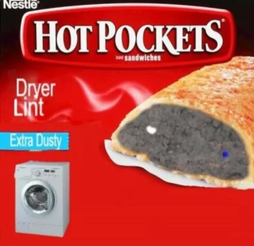 Nestle HOT POCKETS sandwiches Dryer Lint Extra Dusty