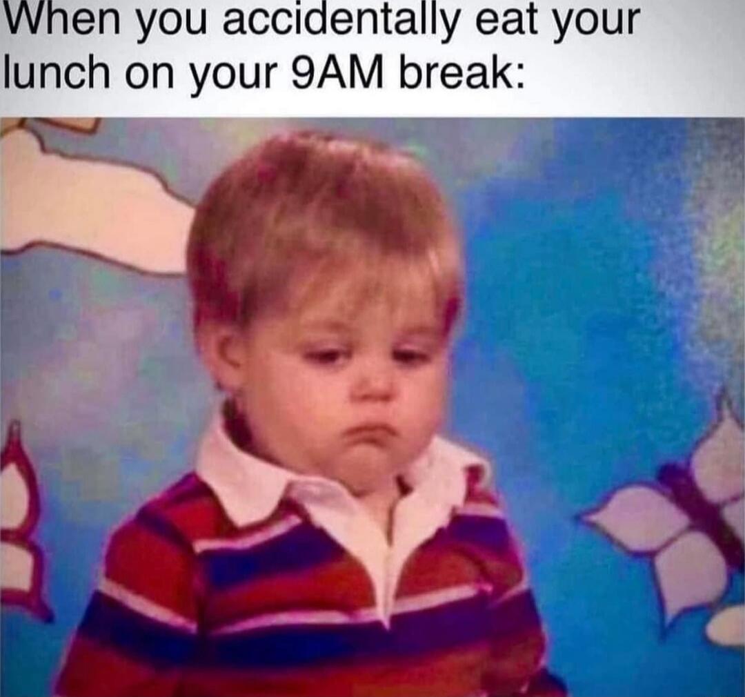 When you accidentally eat your lunch on your 9AM break: