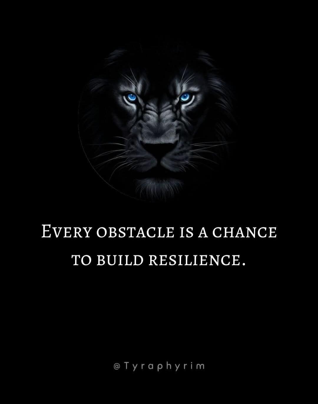 EVERY OBSTACLE IS A CHANCE TO BUILD RESILIENCE. @Tyraphyrim