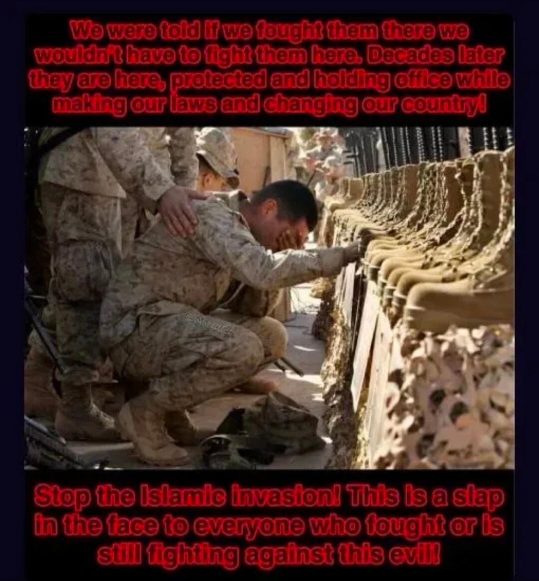 We were told if we fought them there we wouldn't have to fight them here. Decades later they are here, protected and holding office while making our laws and changing our country! Stop the Islamic Invasion! This is a slap in the face to everyone who fought or is still fighting against this evil!