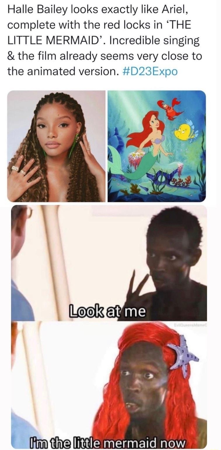 DiscussingFilm DiscussingFilm Halle Bailey looks exactly like Ariel complete with the red locks in THE LITTLE MERMAID Incredible singing the film already seems very close to the animated version D23Expo g h i the R e Ratert J