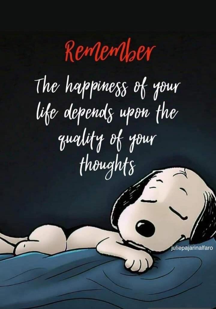 Remember The happiness of your life depends upon the quality of your thoughts