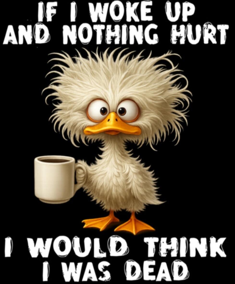 IF I WOKE UP AND NOTHING HURT I WOULD THINK I WAS DEAD