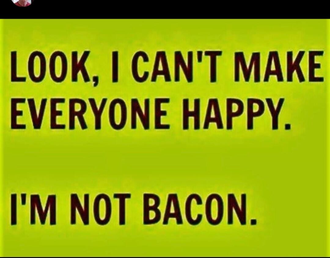 LOOK, I CAN'T MAKE EVERYONE HAPPY. I'M NOT BACON.