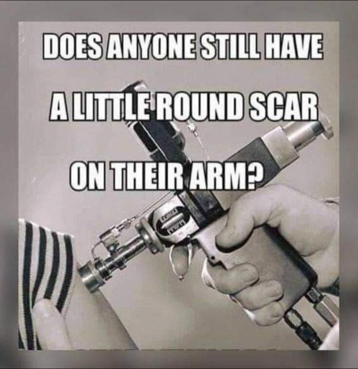 DOES ANYONE STILL HAVE A LITTLE ROUND SCAR ON THEIR ARM?