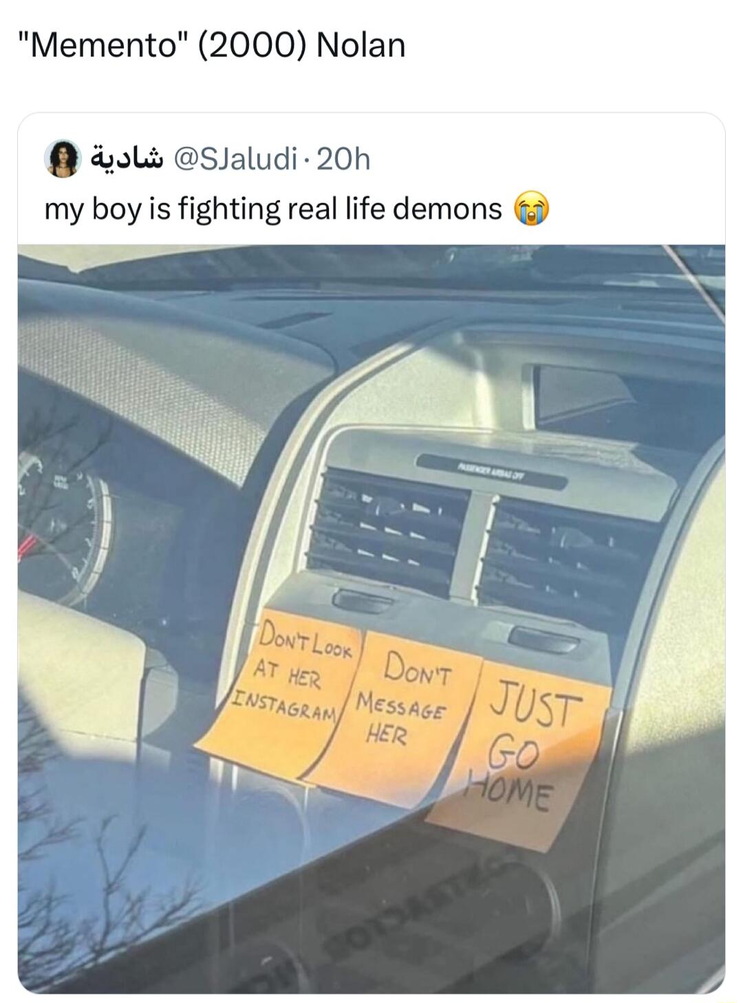 Memento 2000 Nolan old SJaludi 20h my boy is fighting real life demons