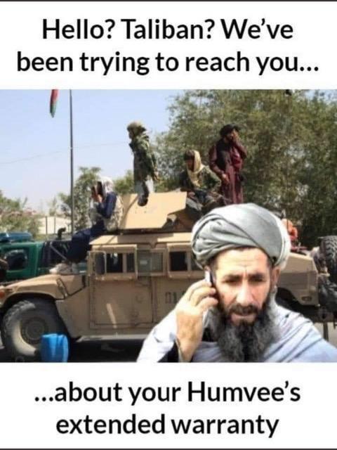 Hello Taliban Weve been trying to reach you 3 about your Humvees extended warranty